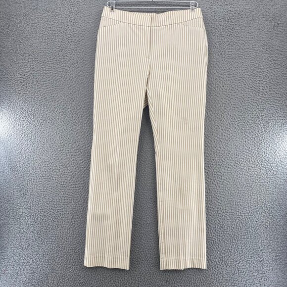 Chicos Pants Womens 00 US 2 Beige Stripe Straight Leg Stretch Office Career Work - Picture 1 of 11